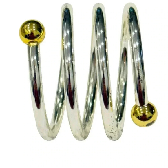 6 Set Kemp & Beady Napkin Silver and Gold Bead Rings - Picture 3 of 3